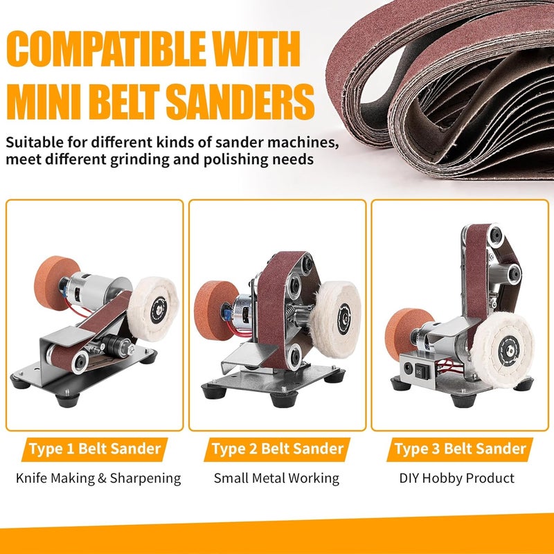 Junchamp 20Pcs 1.2" x 13" Replacement Knife Sharpener Sanding Belt, 120/320/600/800/1000 Grit Aluminum Oxide Sanding Belt for Belt Sander Knife Sharpening Wood Metal Polishing - Image 4